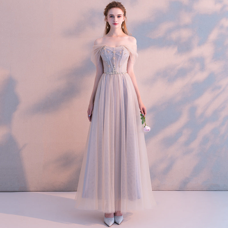 Summer Models A Shoulder Gray Celebrity Birthday Dresses Small Dress Fairy Bridesmaid Dresses - Image 5